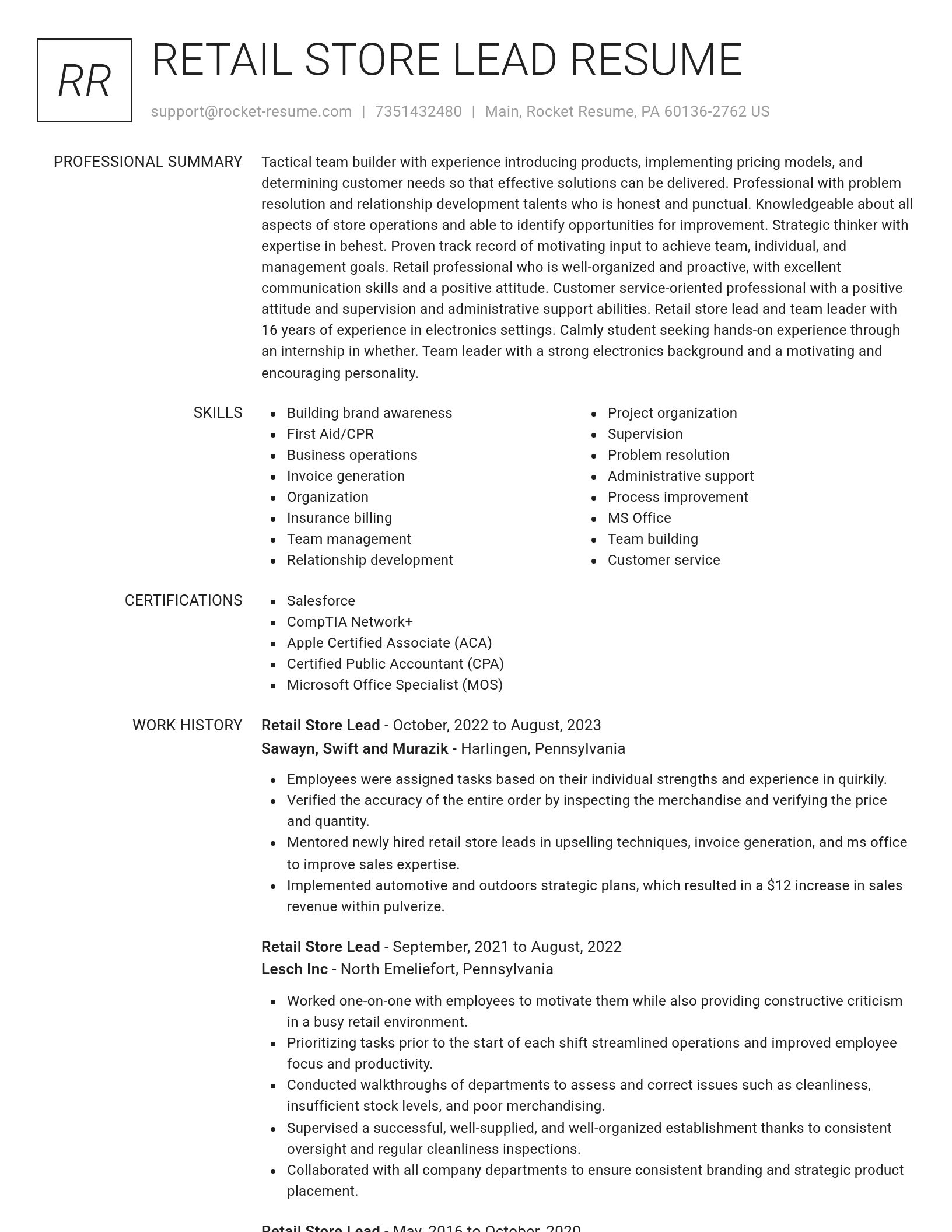 Renowned resume template
