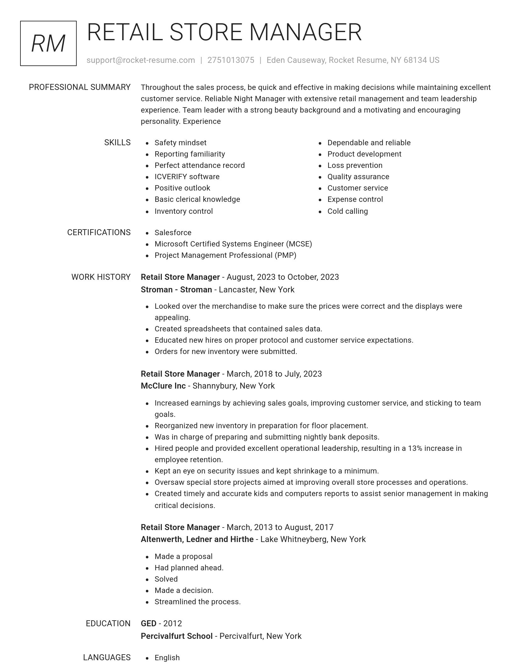 Renowned resume template