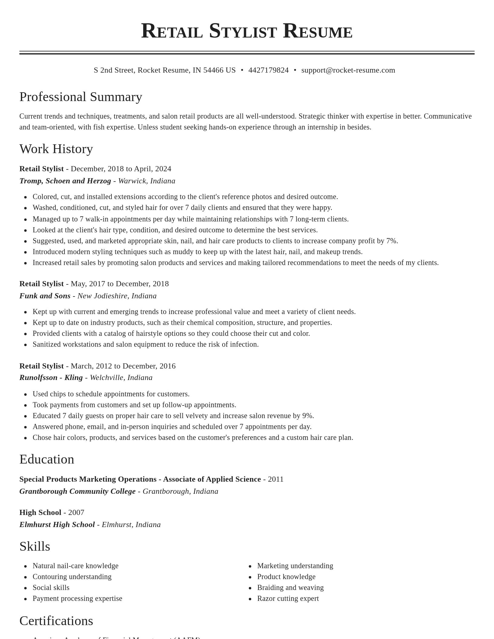 Classic resume template