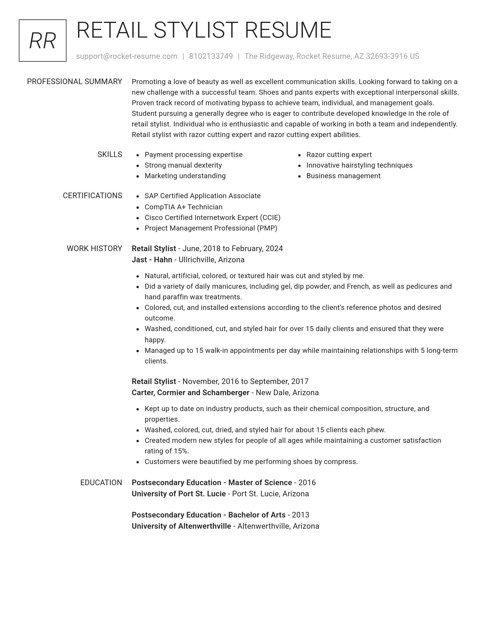 Renowned resume template