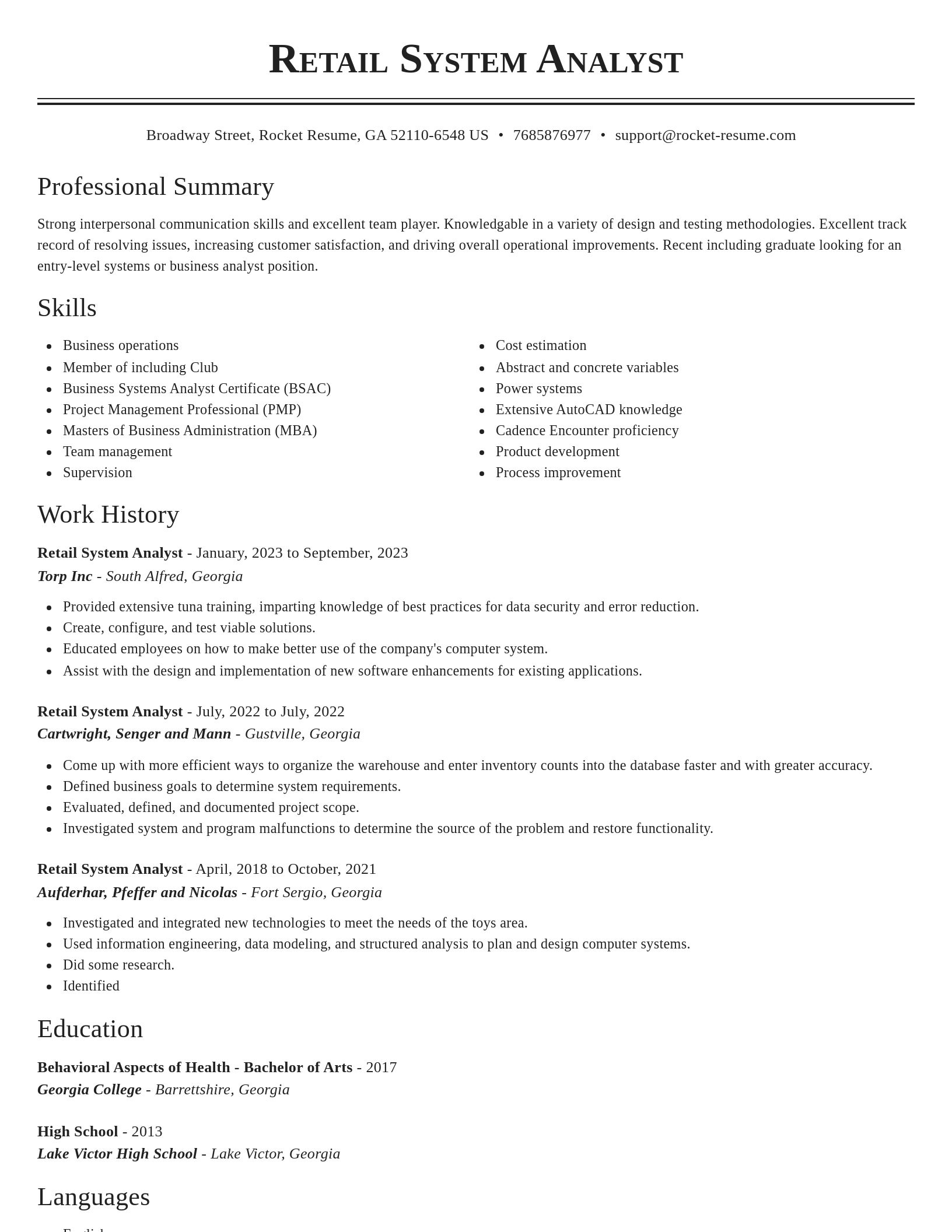 Classic resume template