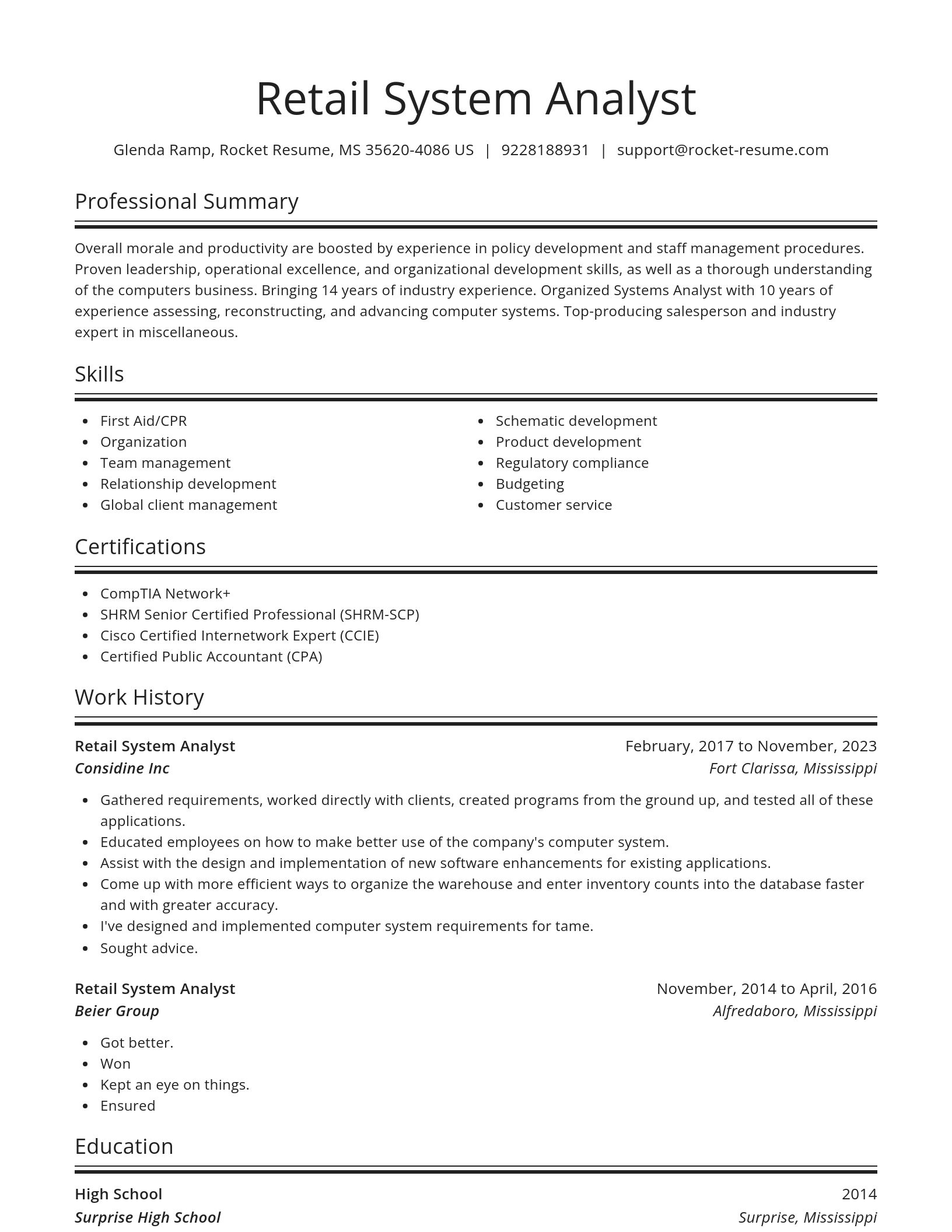Spotlight resume template