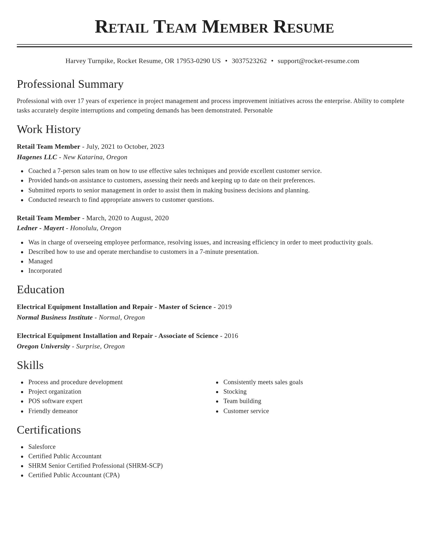 Classic resume template