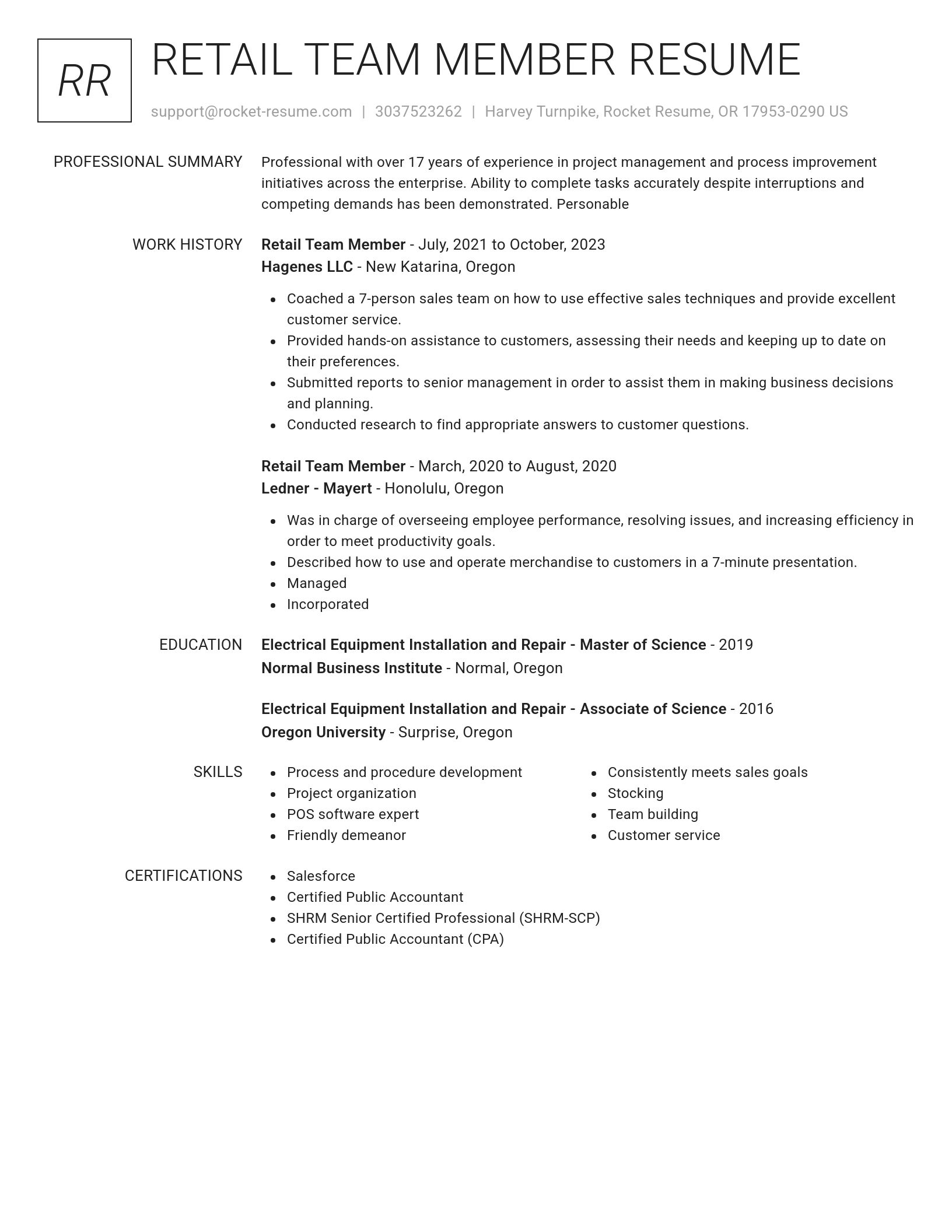 Renowned resume template