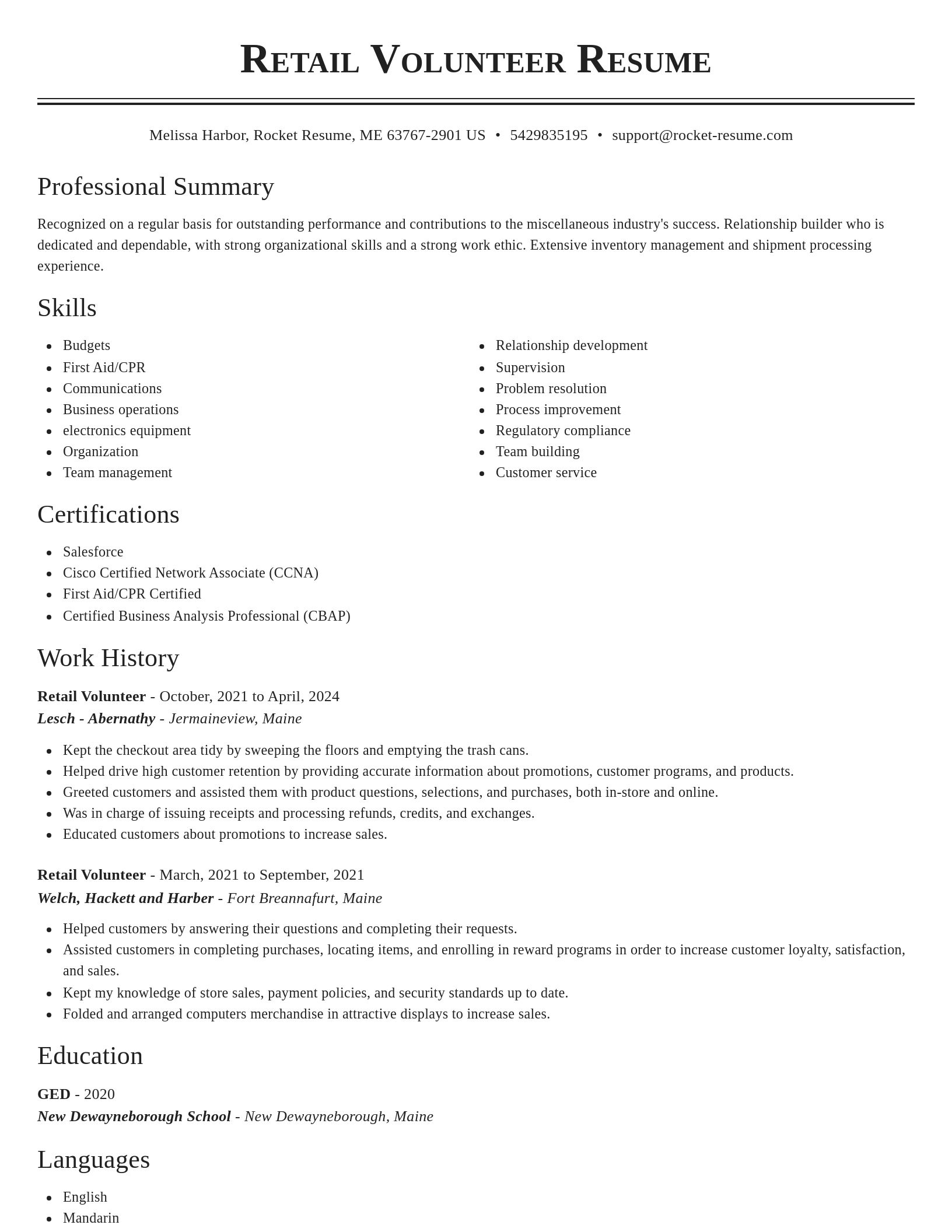 Classic resume template