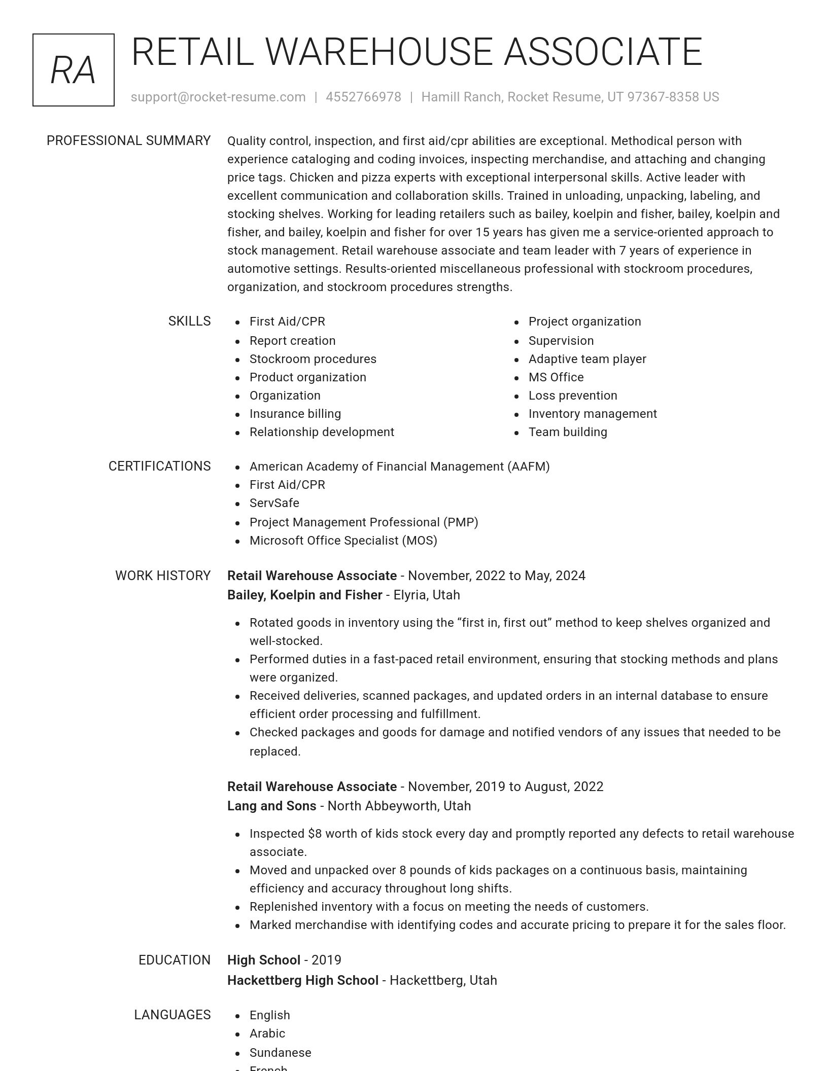 Renowned resume template