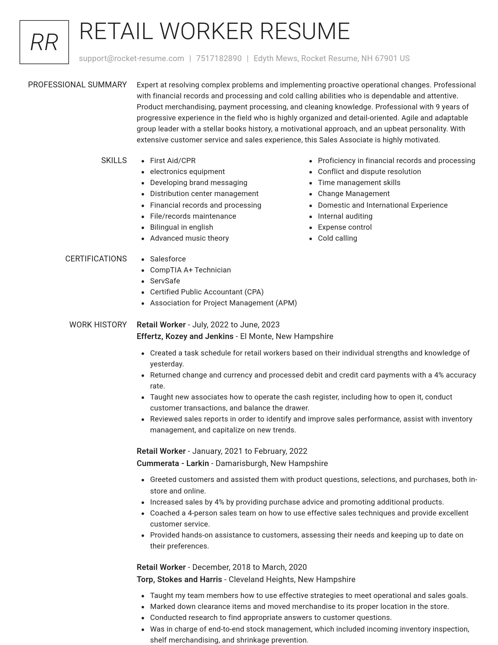 Renowned resume template