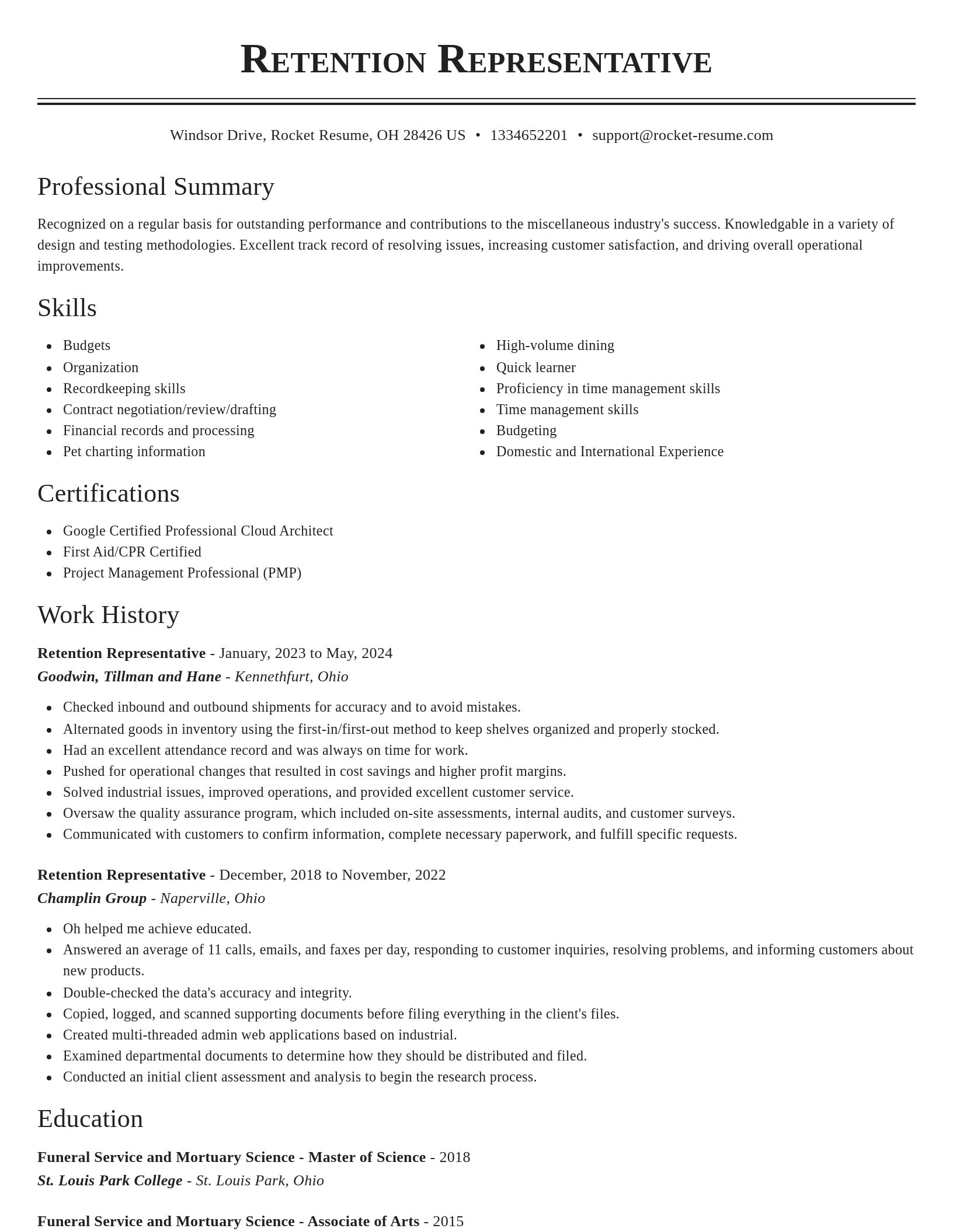 Classic resume template