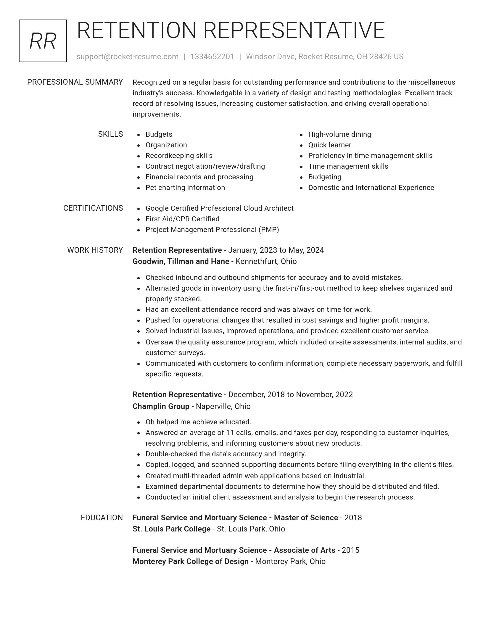 Renowned resume template