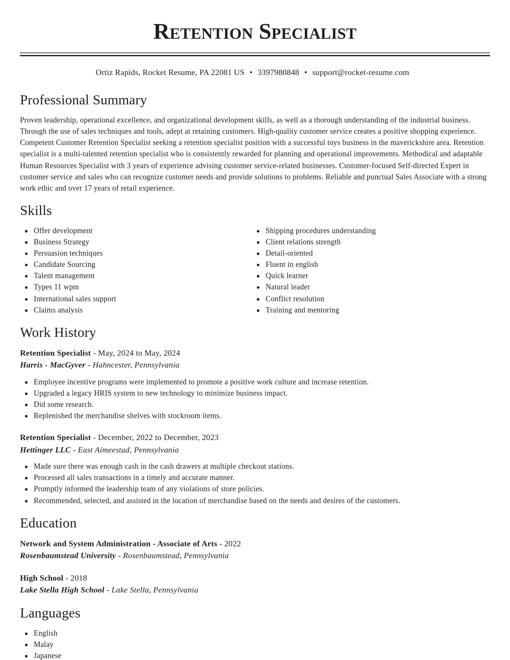 Classic resume template