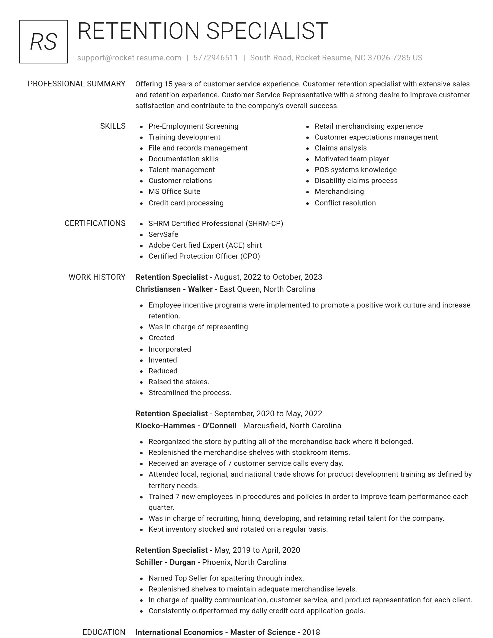 Renowned resume template