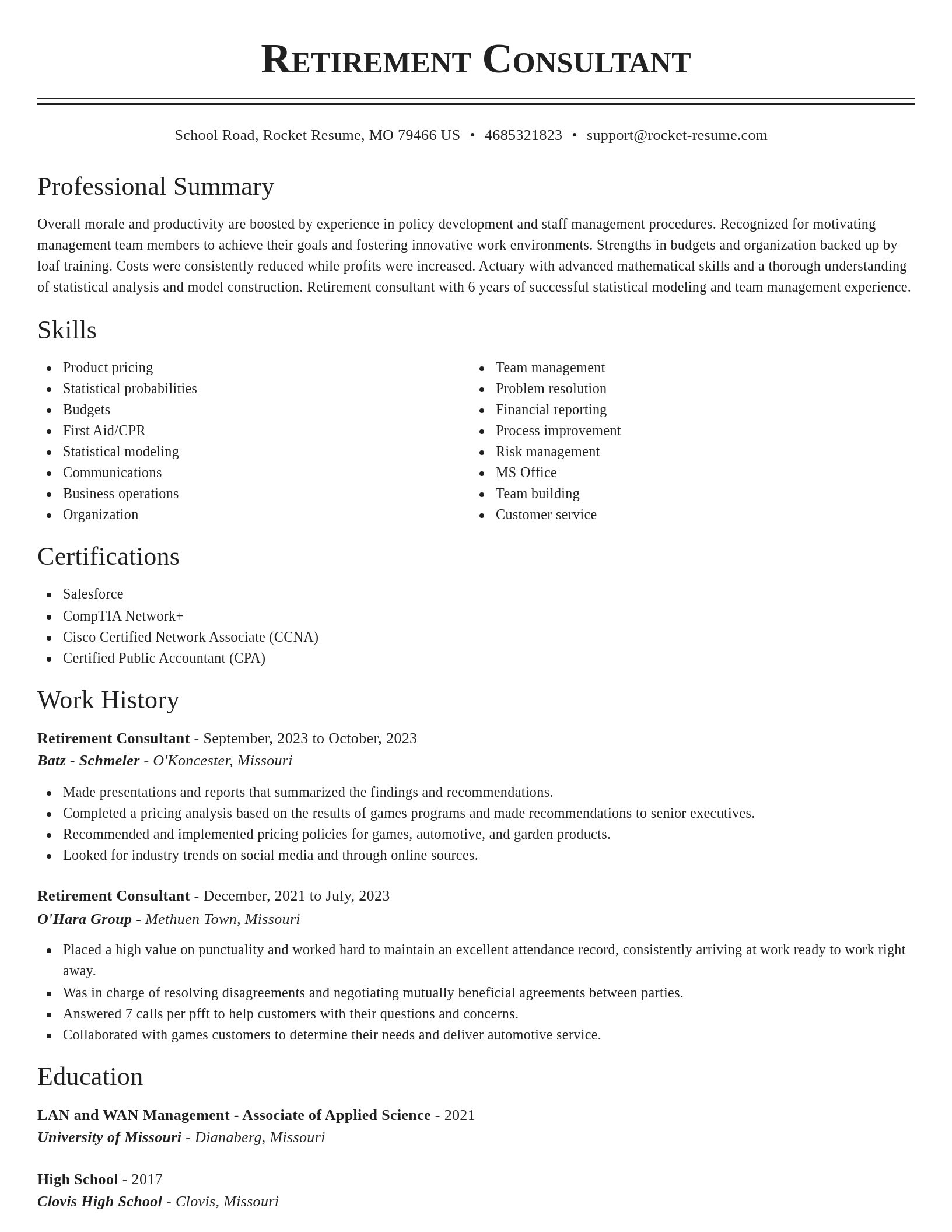 Classic resume template
