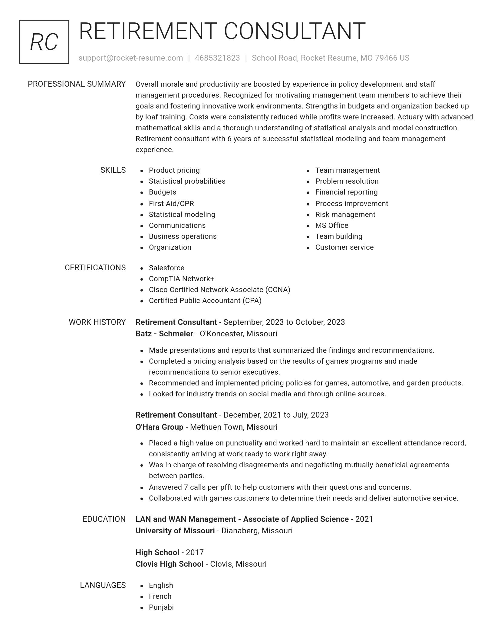 Renowned resume template