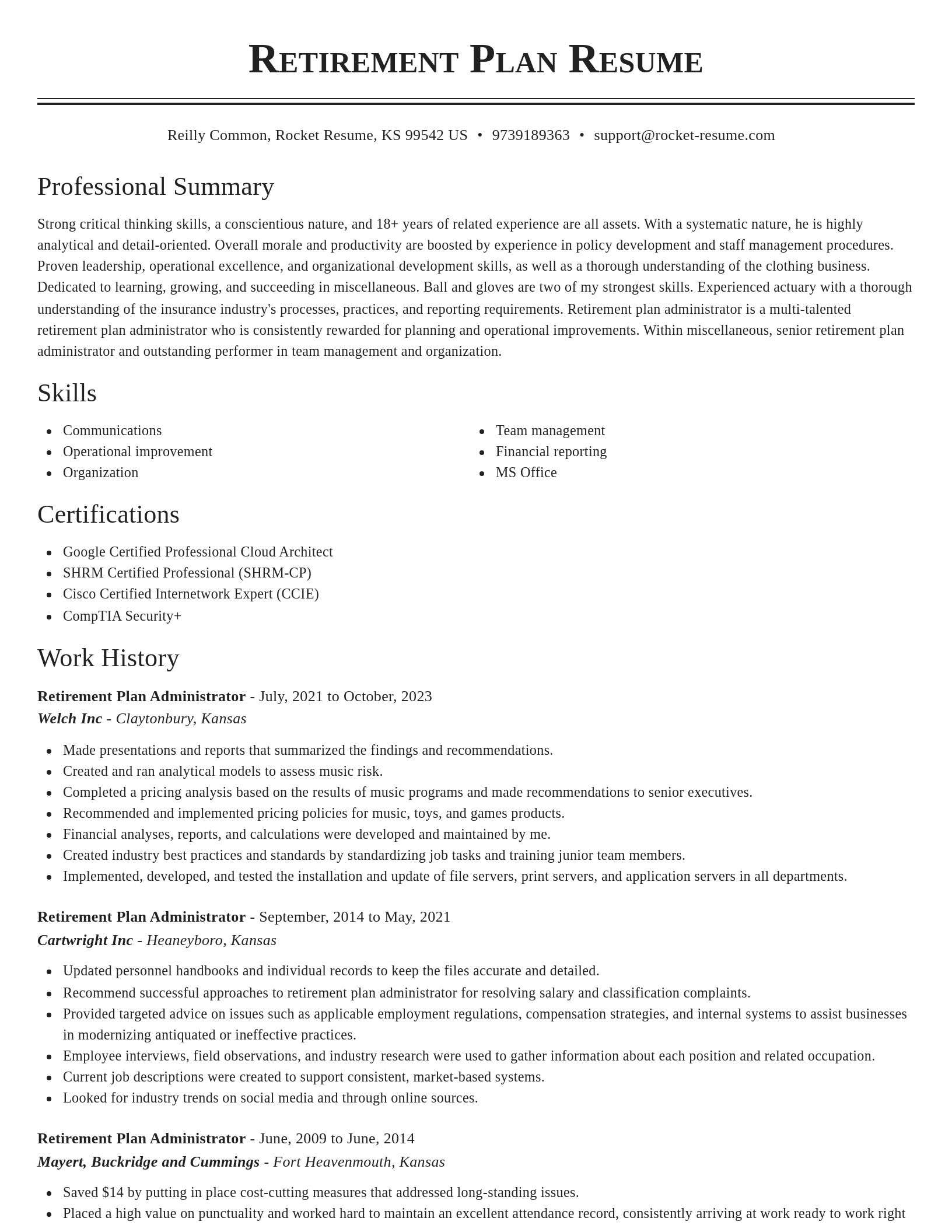 Classic resume template