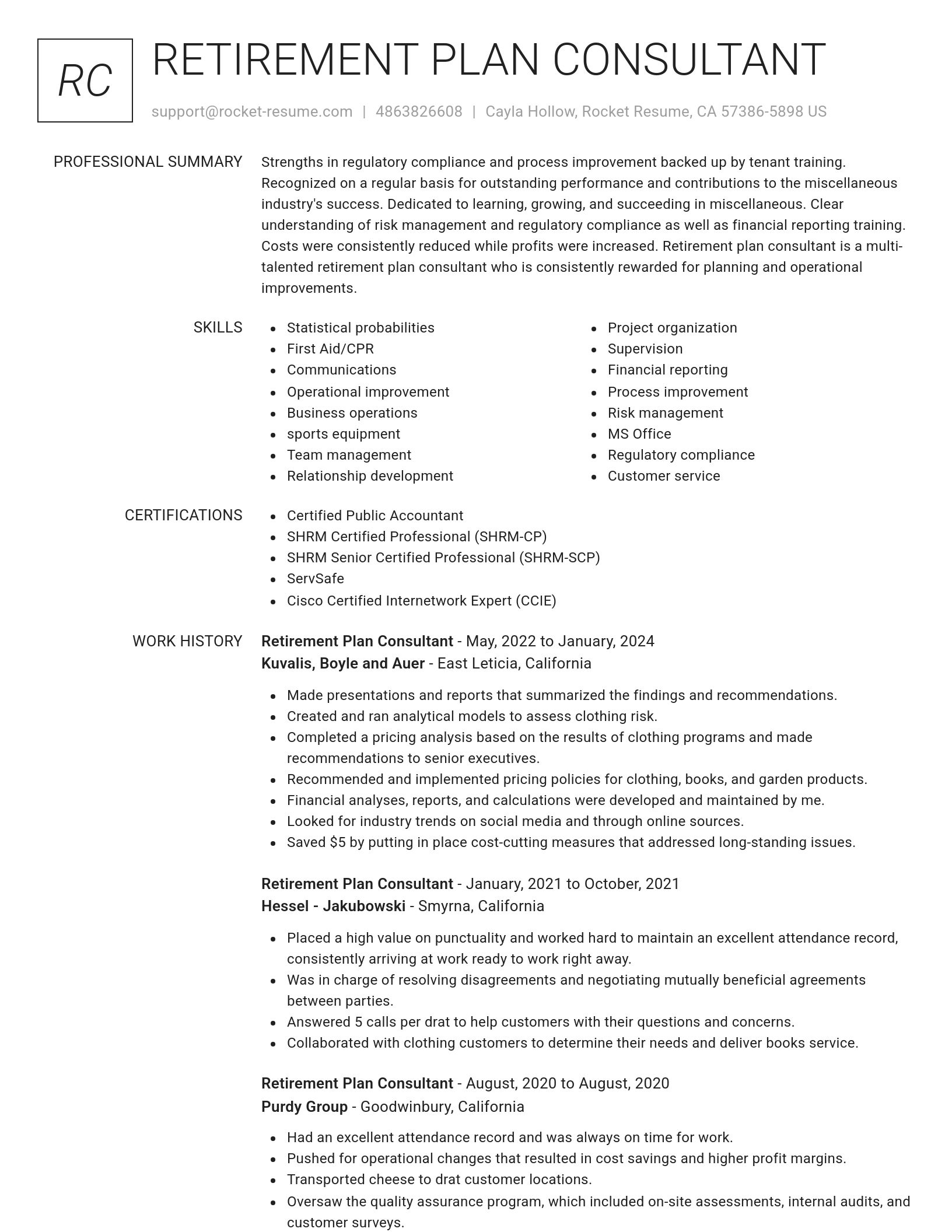 Renowned resume template