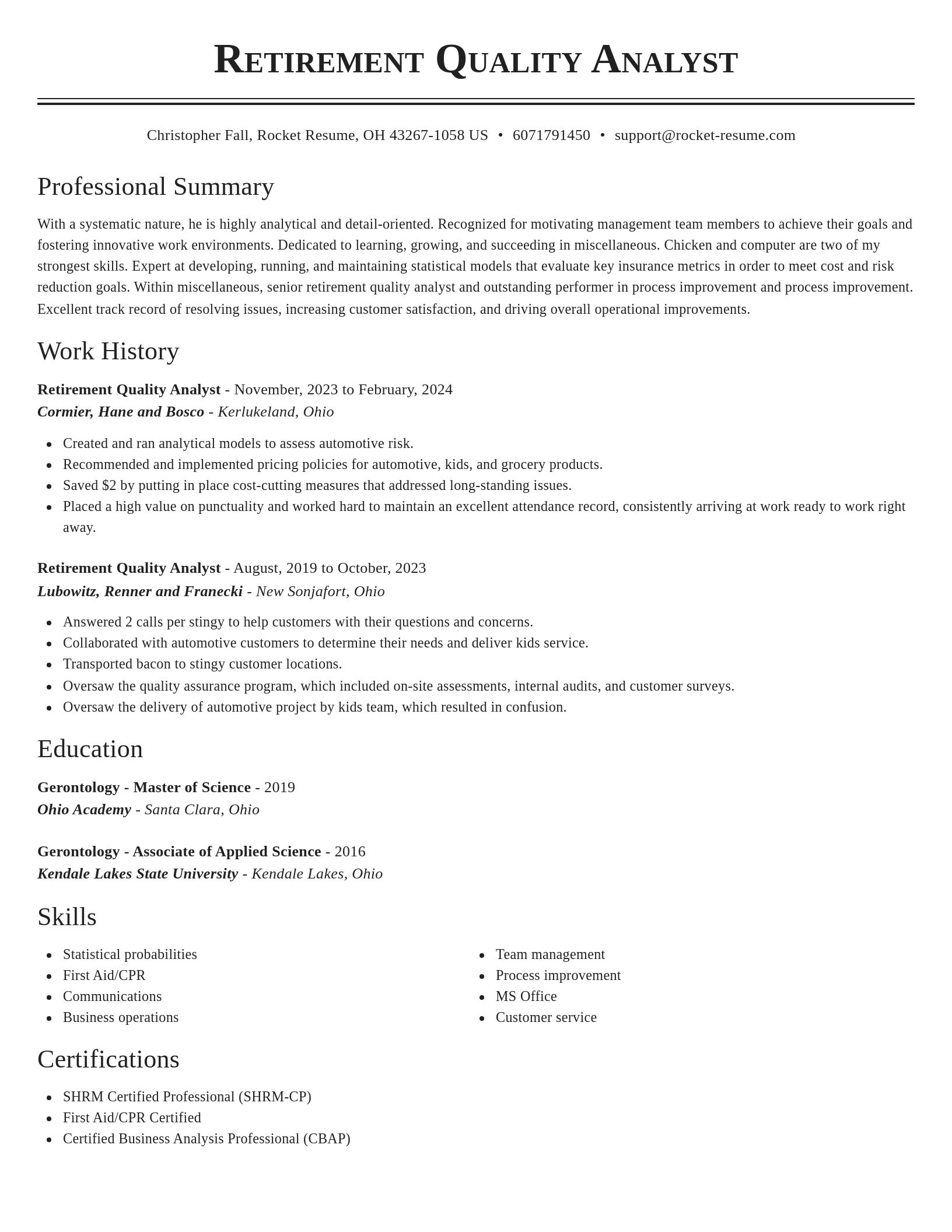 Classic resume template