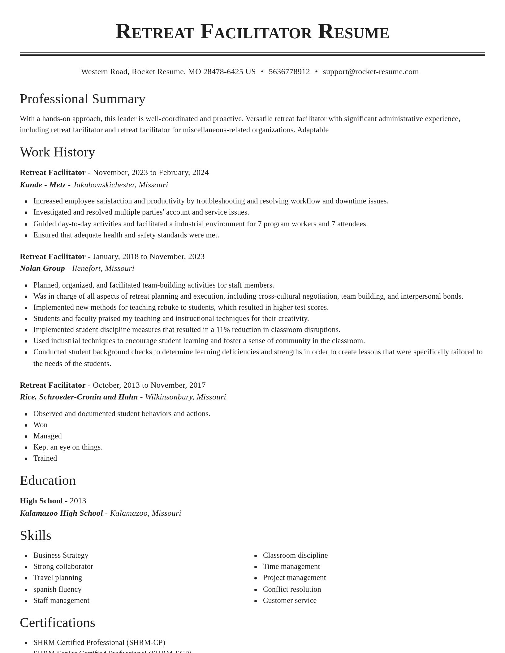 Classic resume template