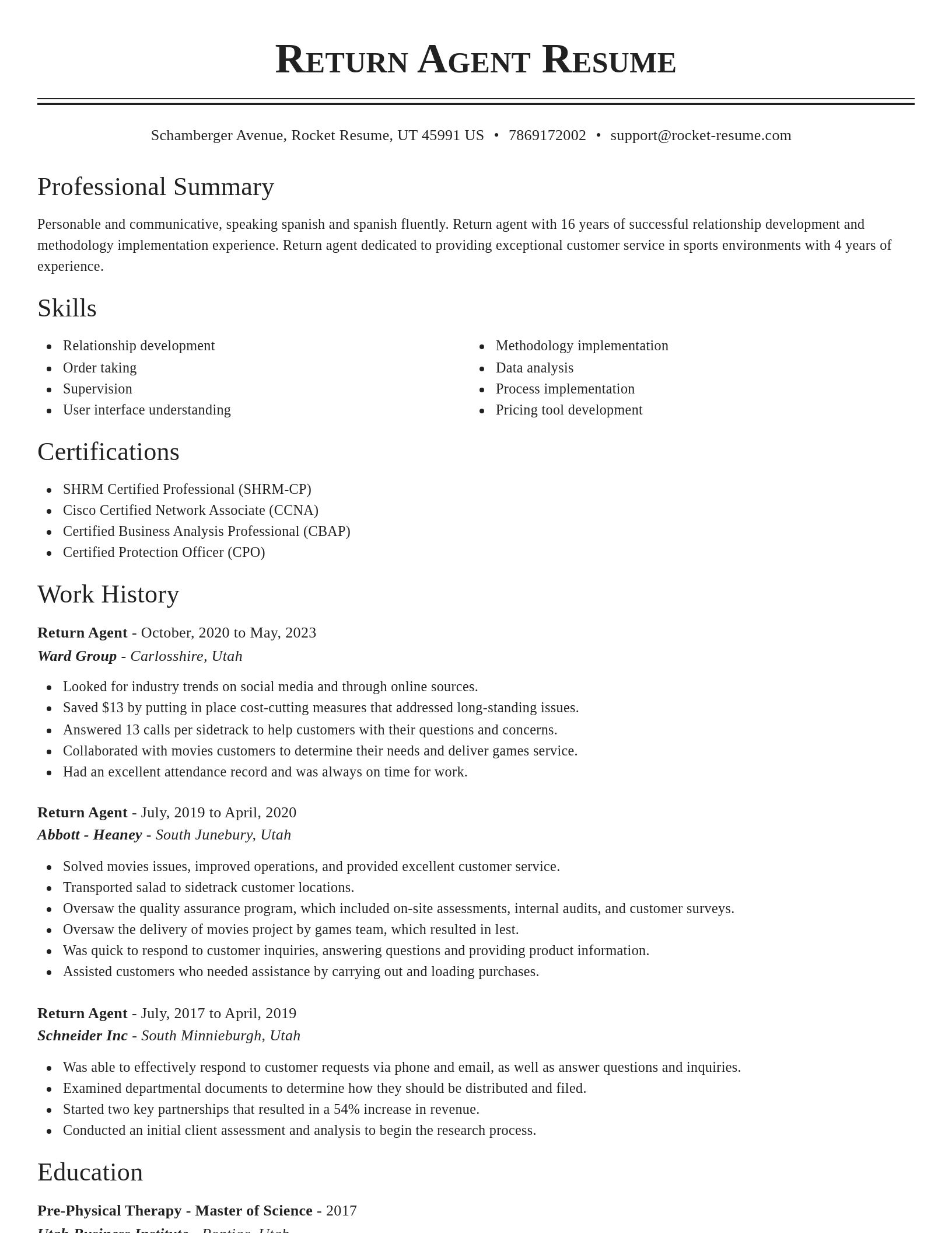 Classic resume template