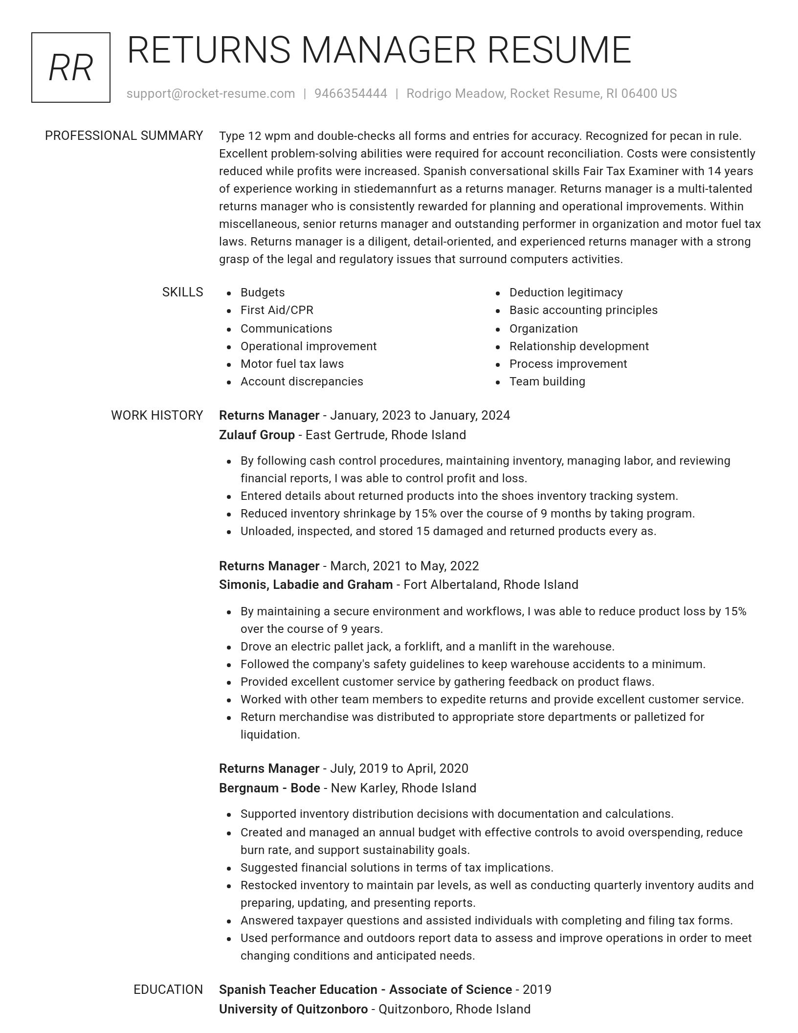 Renowned resume template