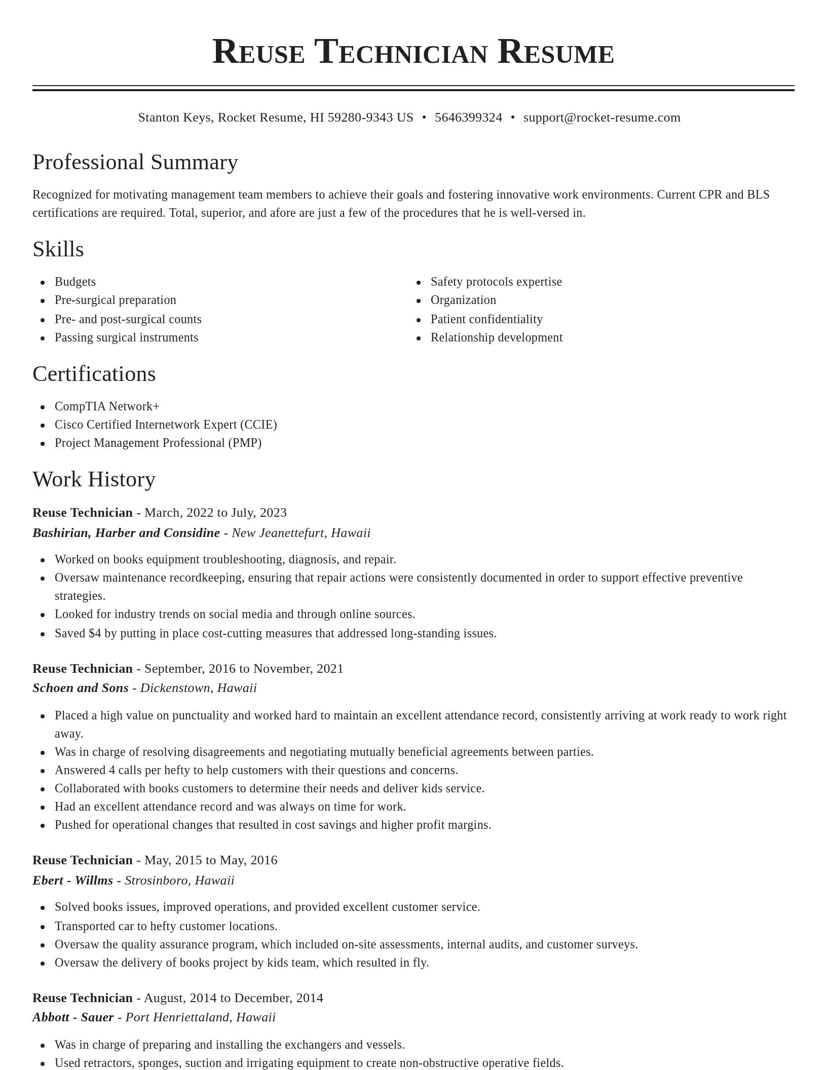 Classic resume template