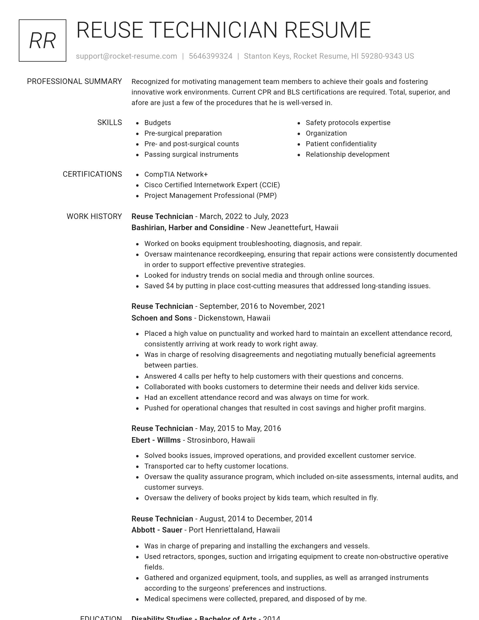 Renowned resume template