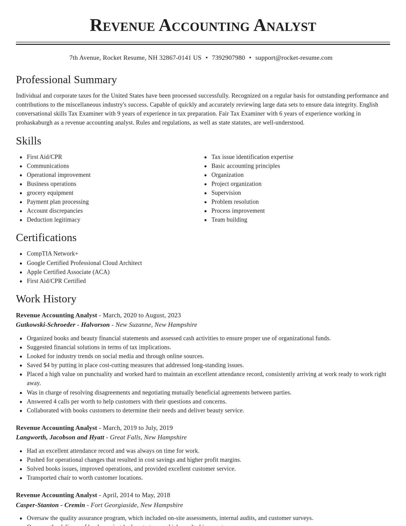 Classic resume template