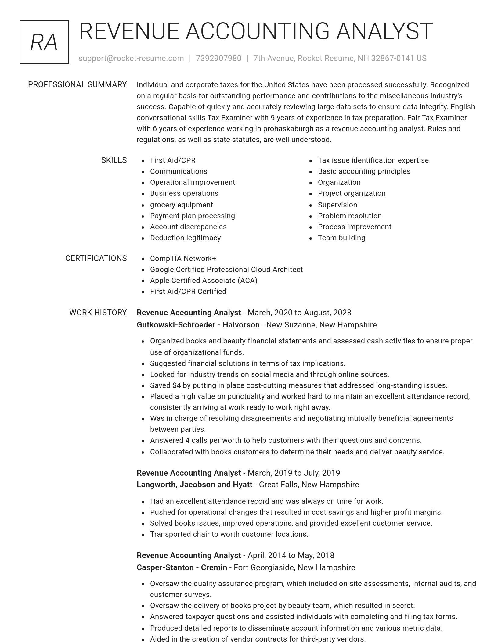 Renowned resume template