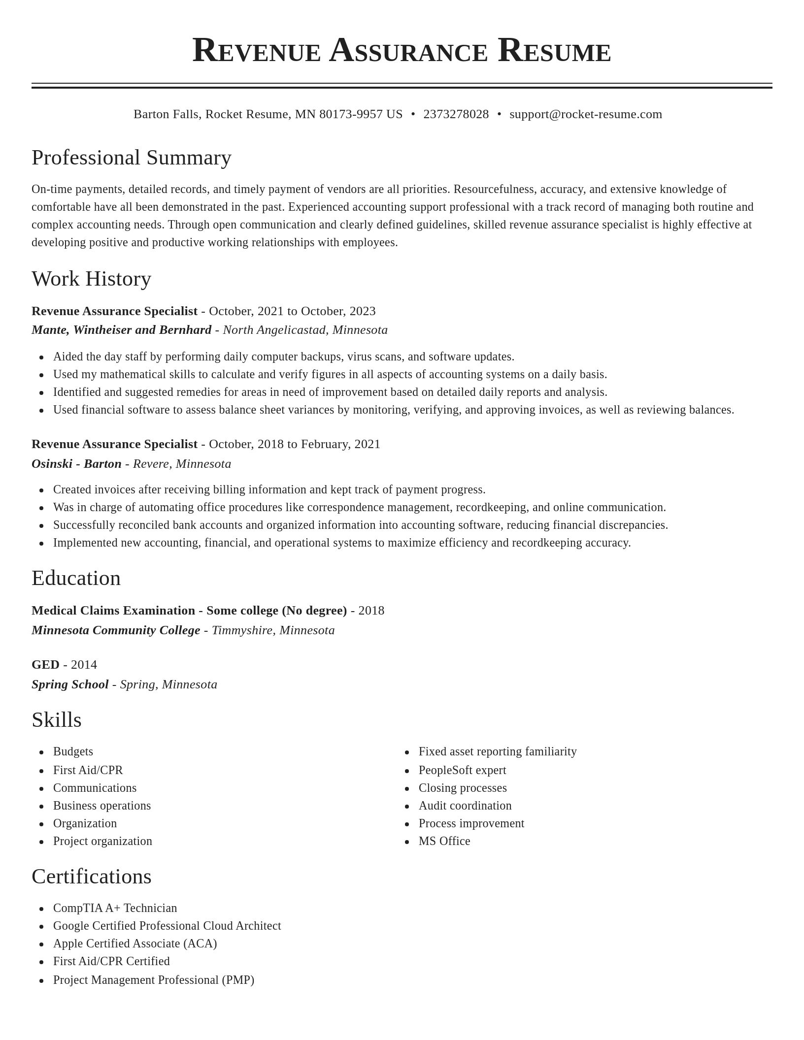 Classic resume template