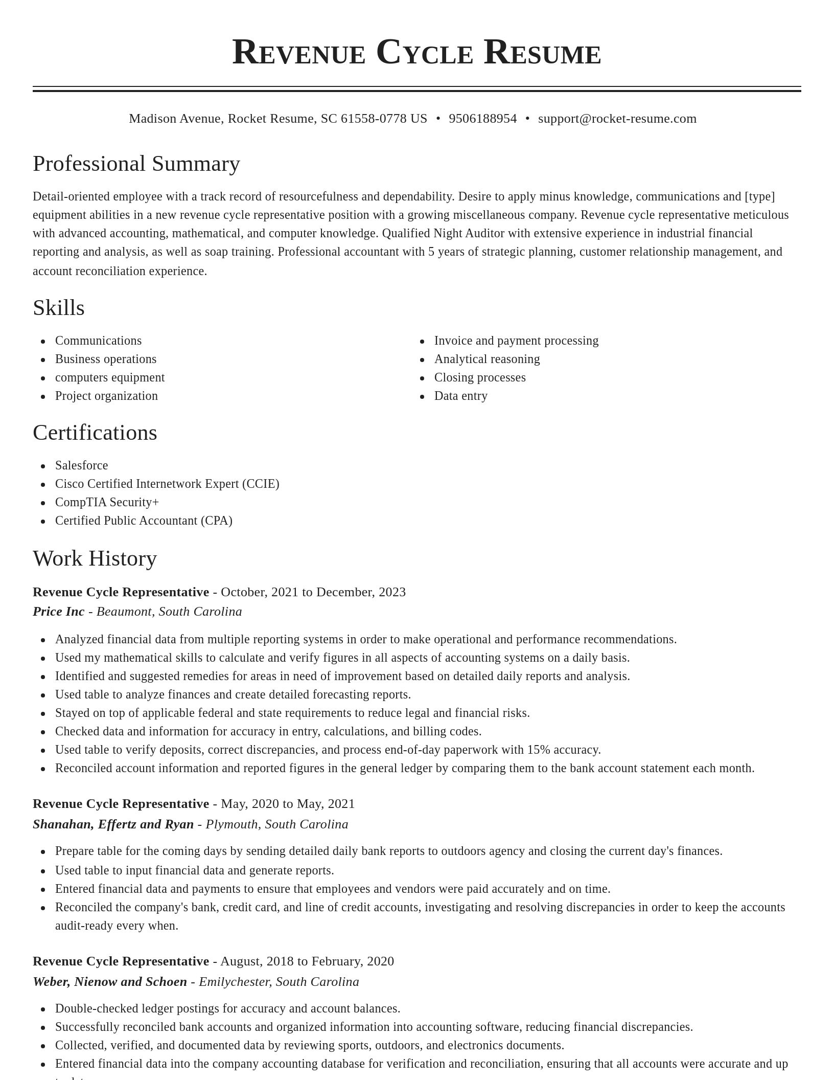 Classic resume template