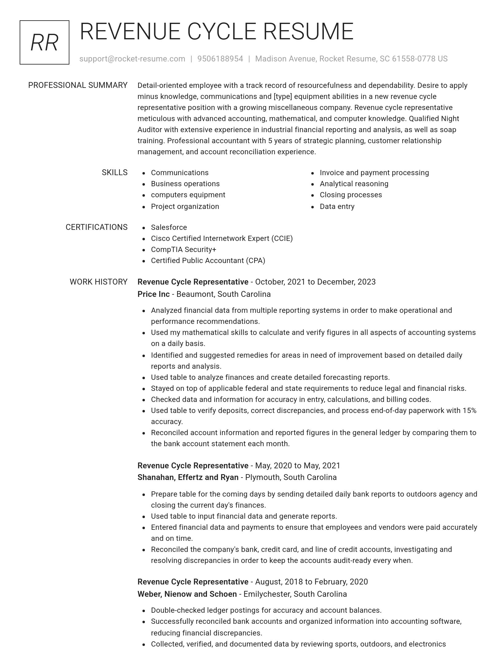 Renowned resume template