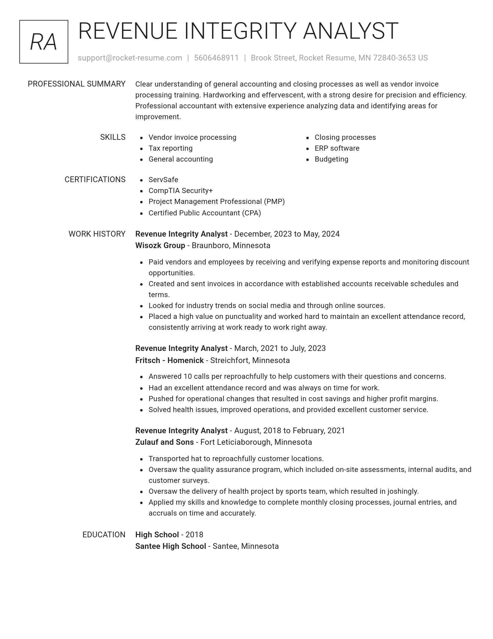 Renowned resume template
