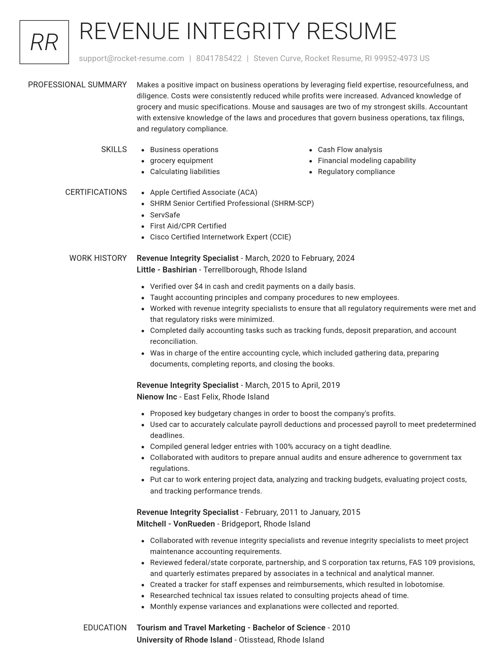 Renowned resume template