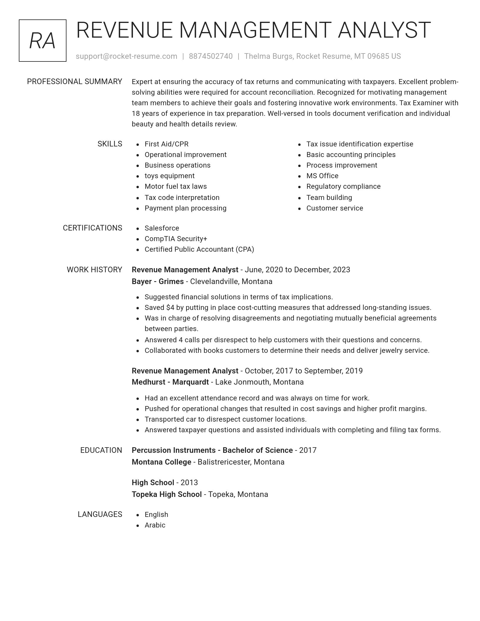 Renowned resume template