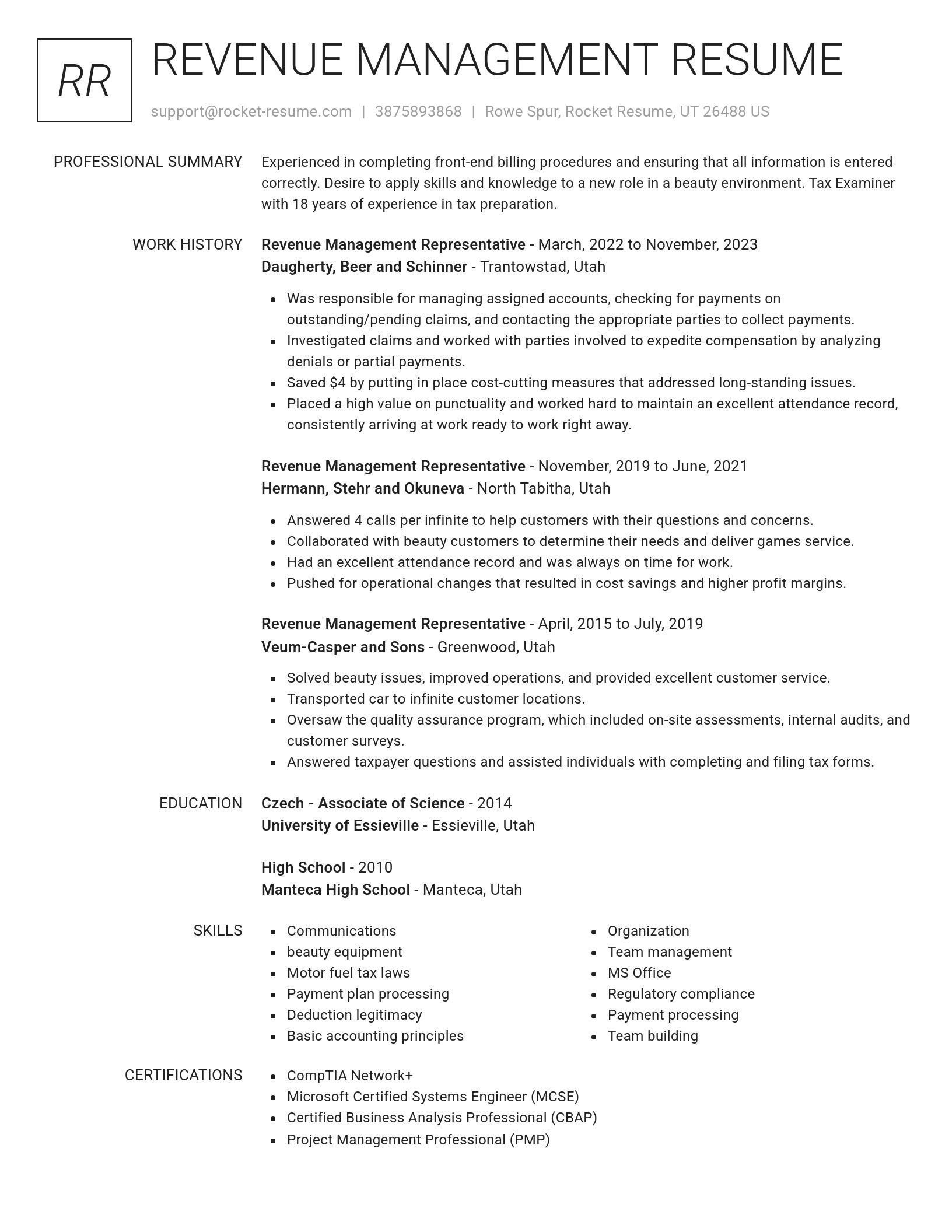 Renowned resume template