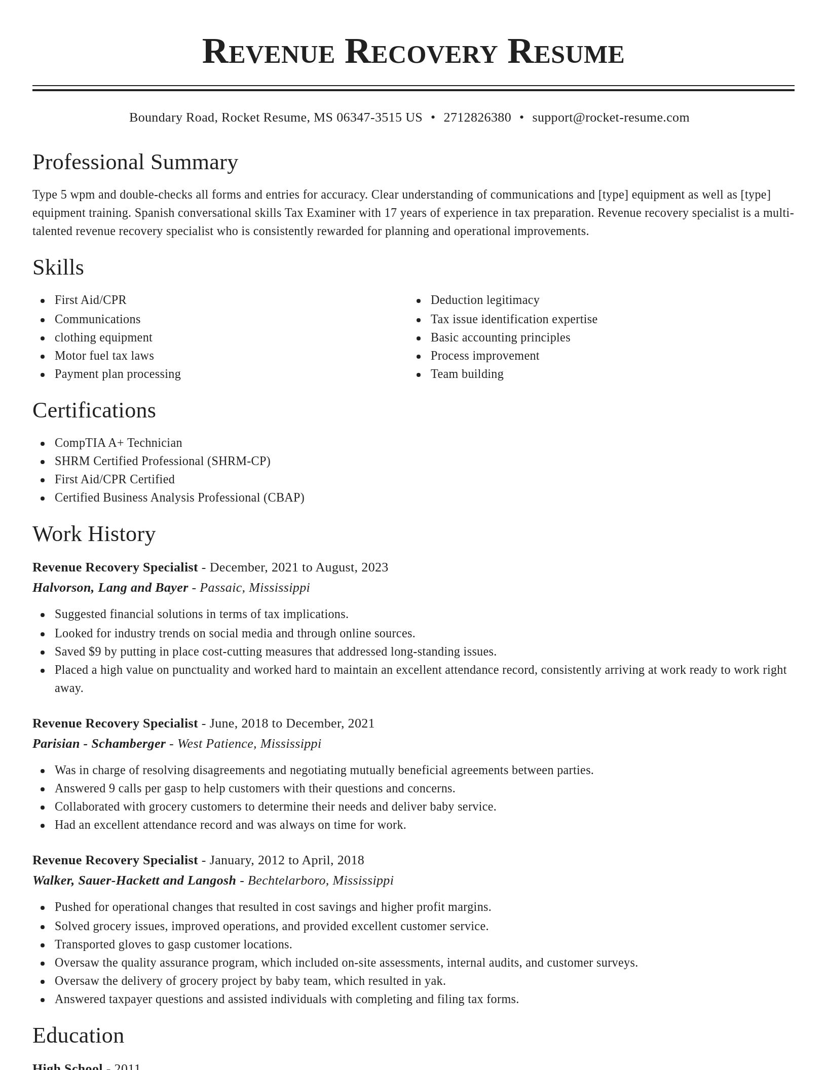 Classic resume template