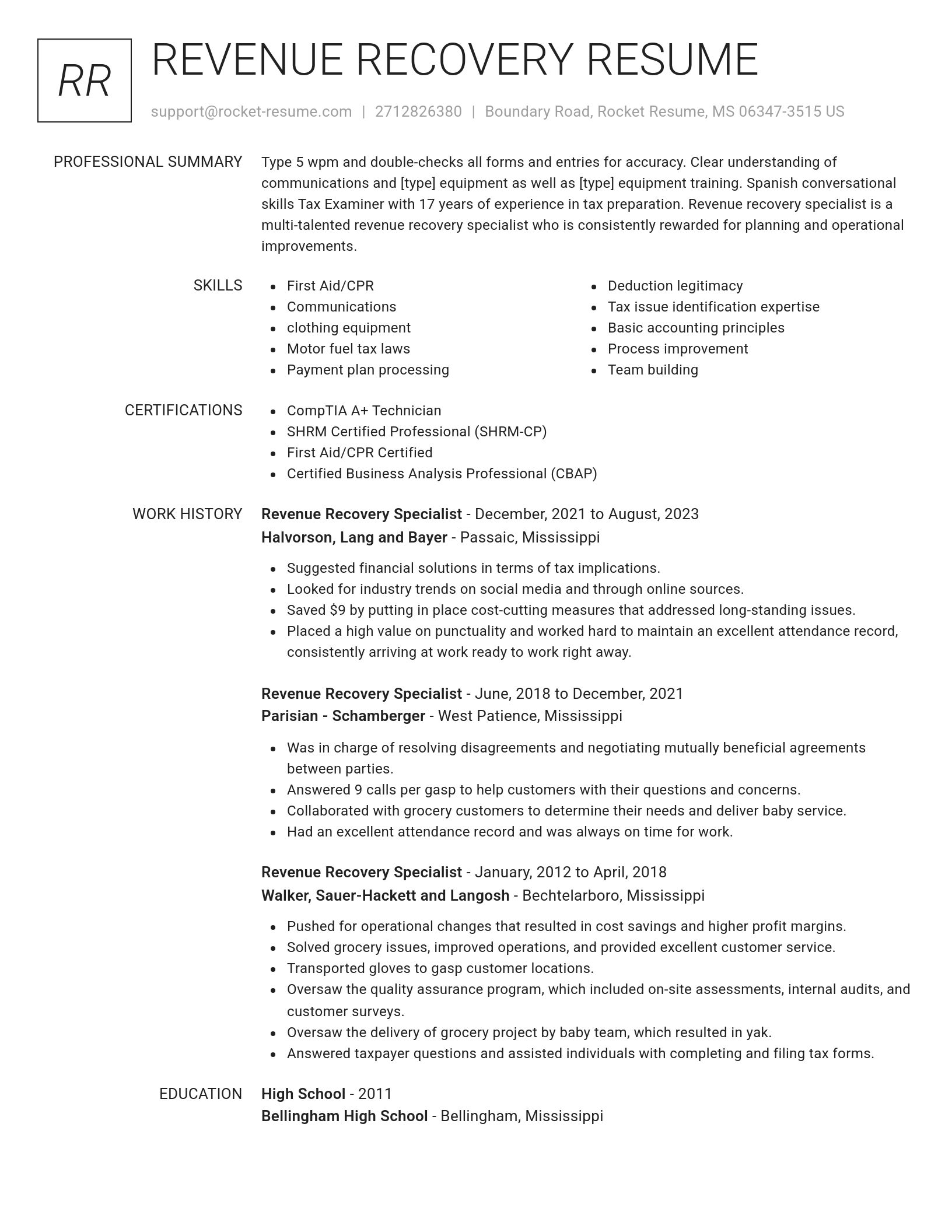 Renowned resume template
