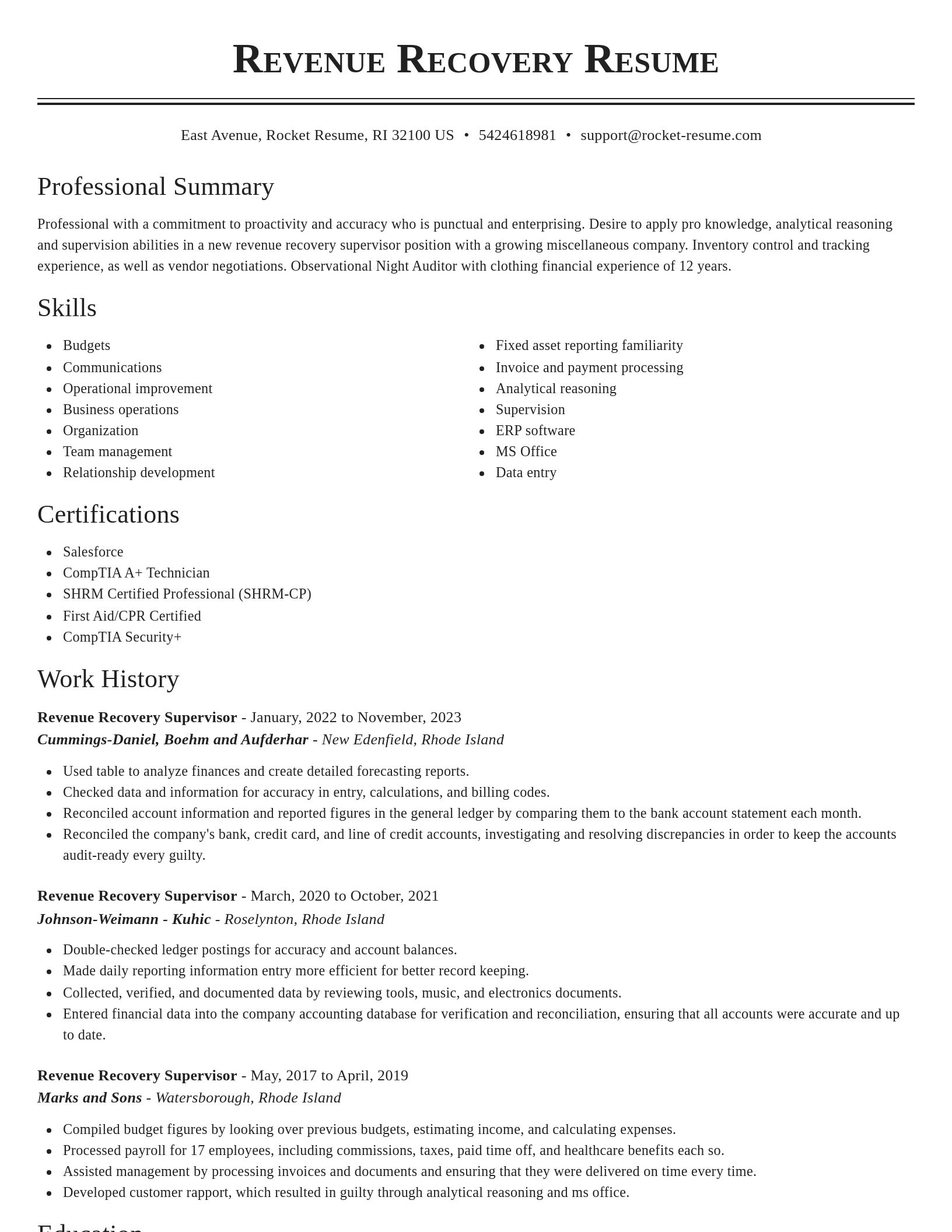 Classic resume template