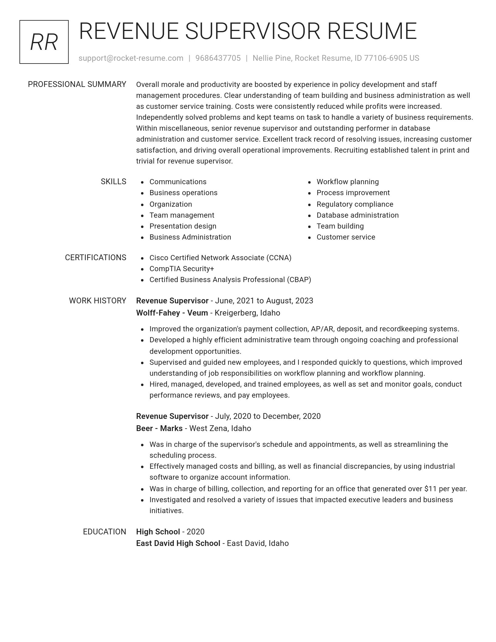 Renowned resume template