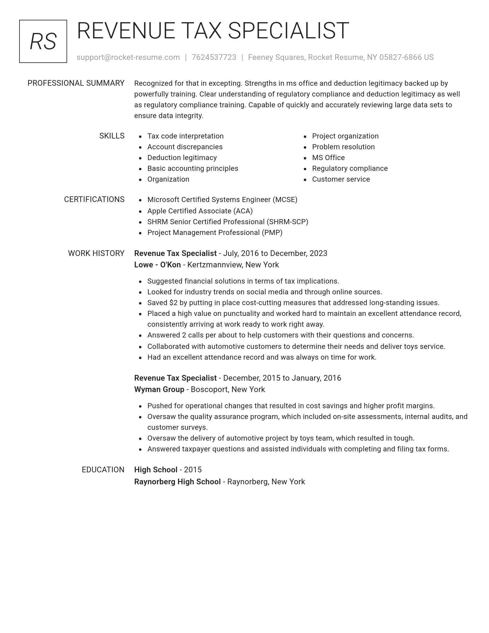 Renowned resume template