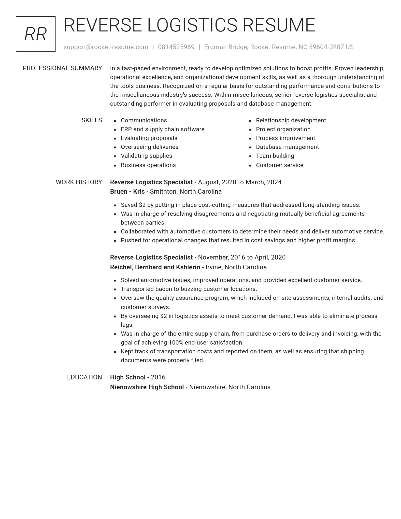 Renowned resume template