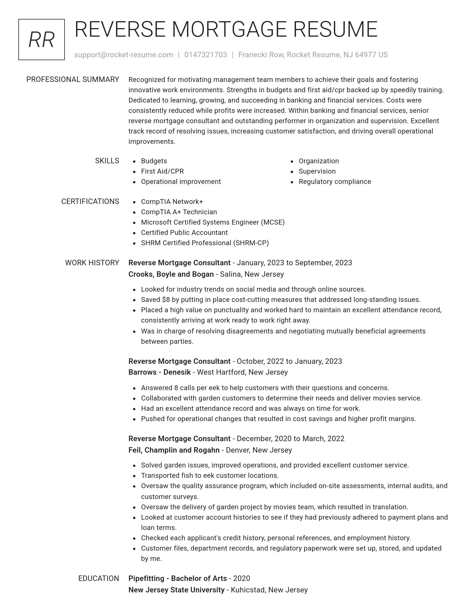 Renowned resume template
