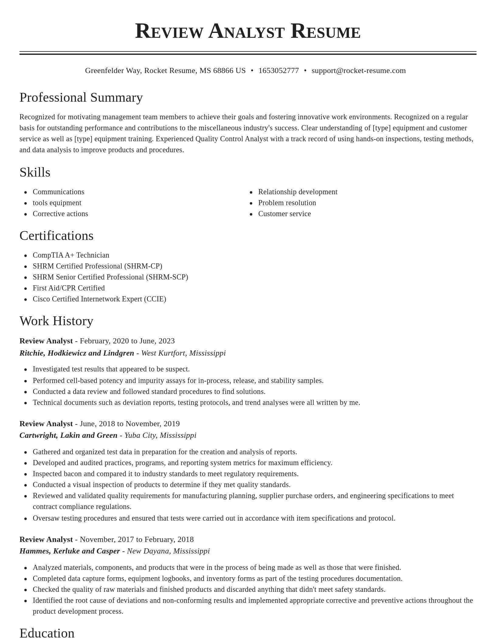 Classic resume template