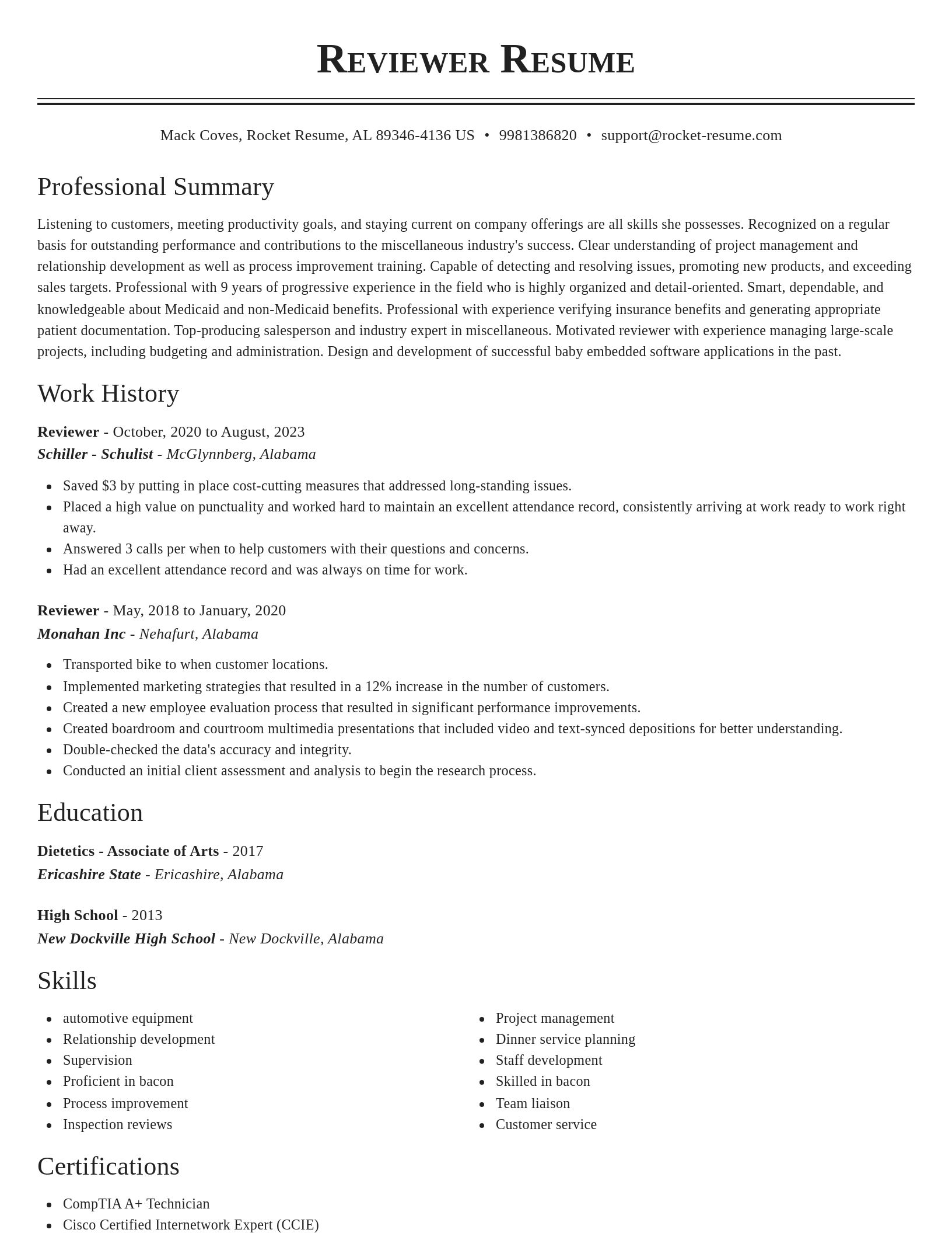 Classic resume template