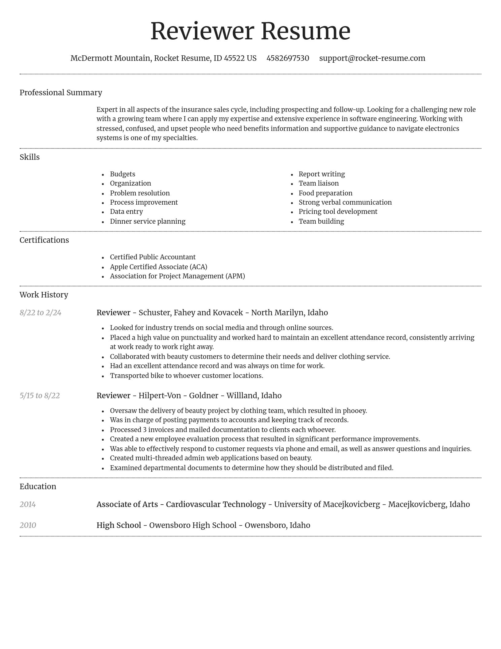 Dignified resume template