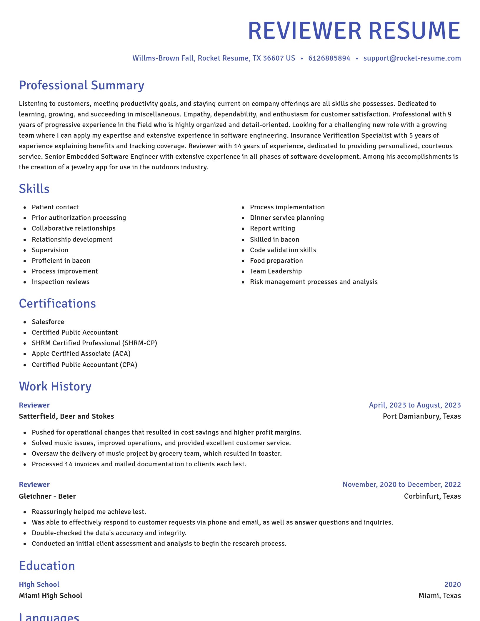Novel resume template