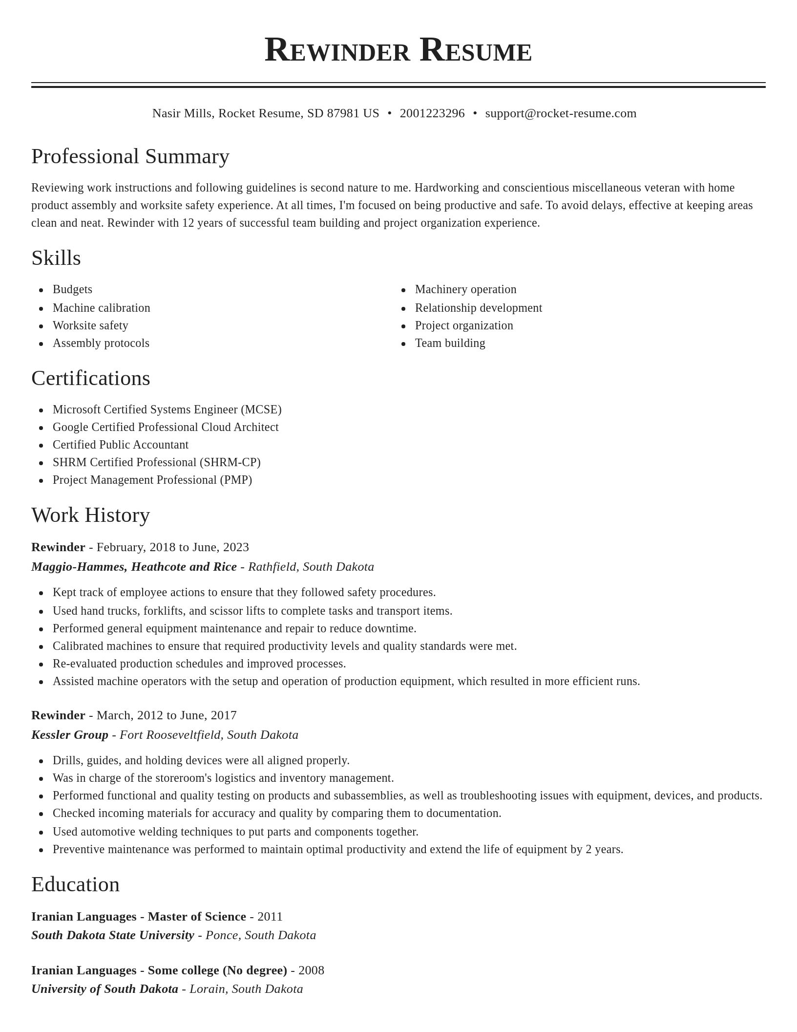 Classic resume template