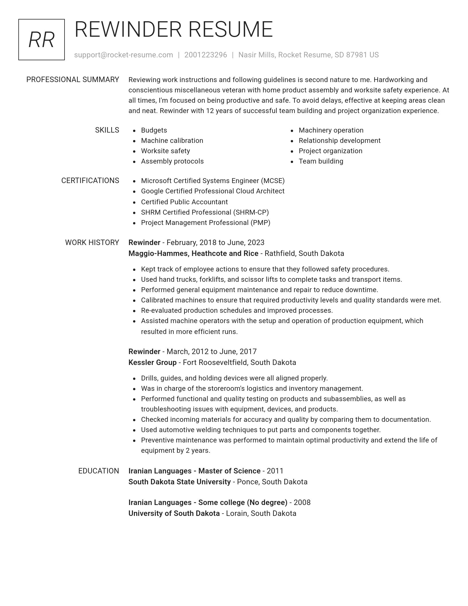 Renowned resume template