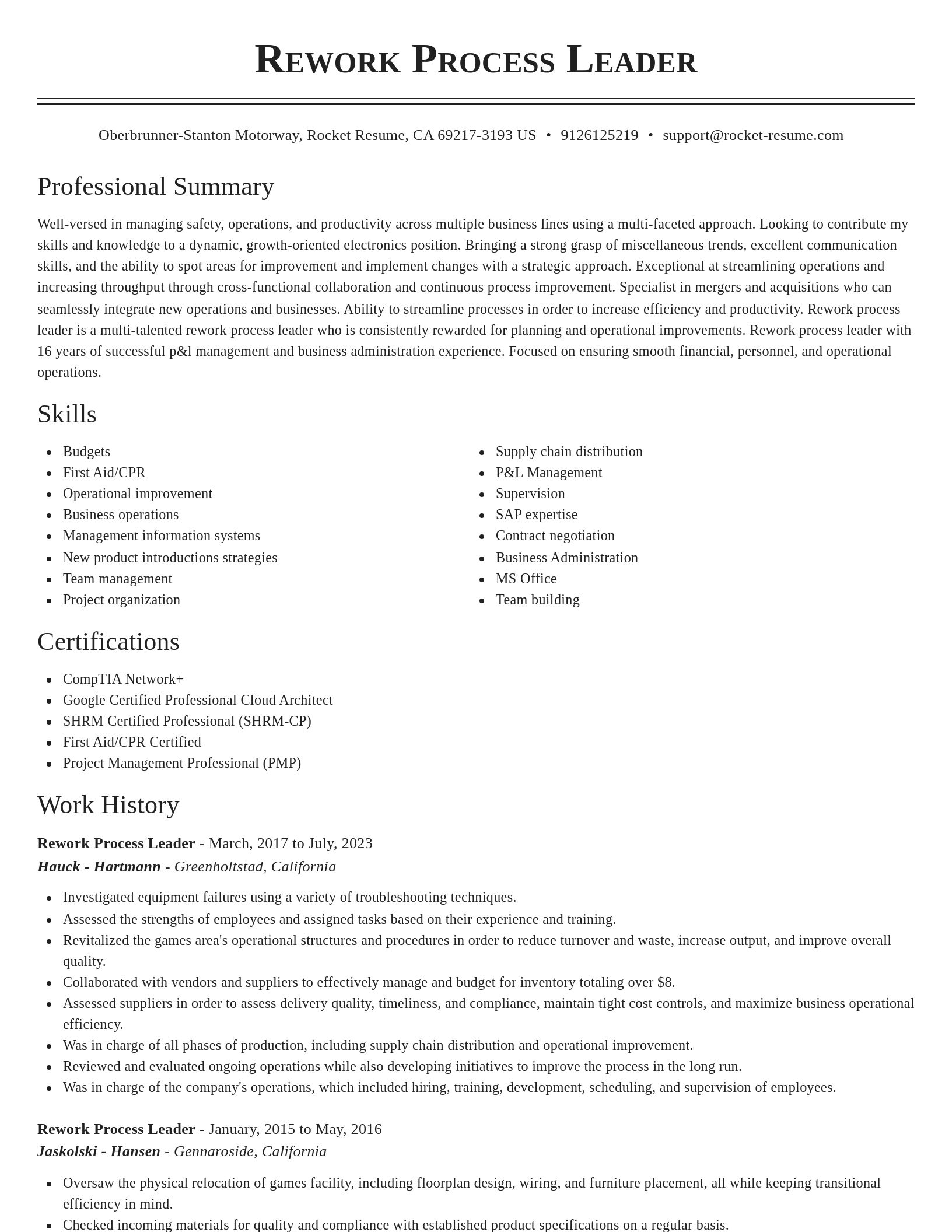 Classic resume template