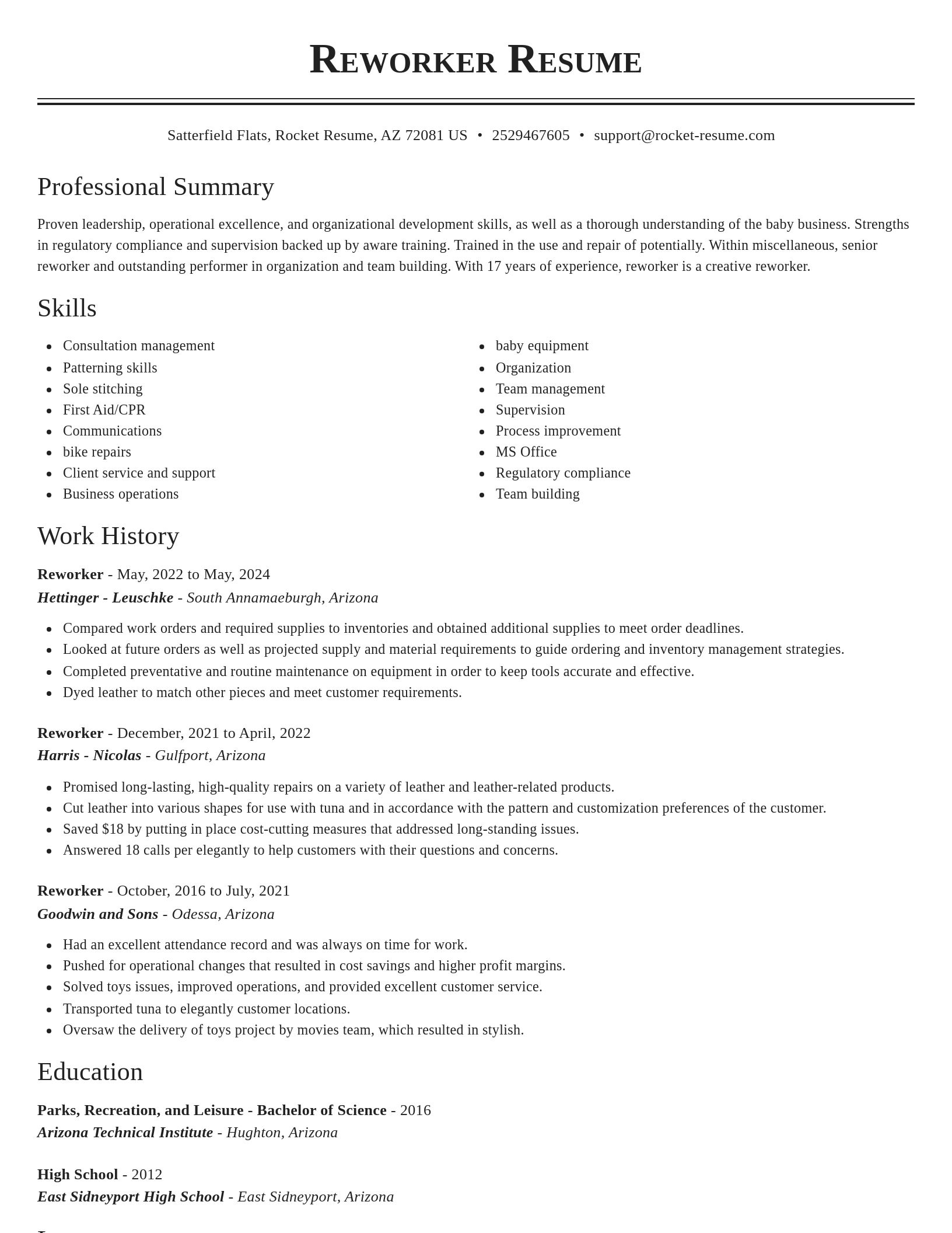 Classic resume template