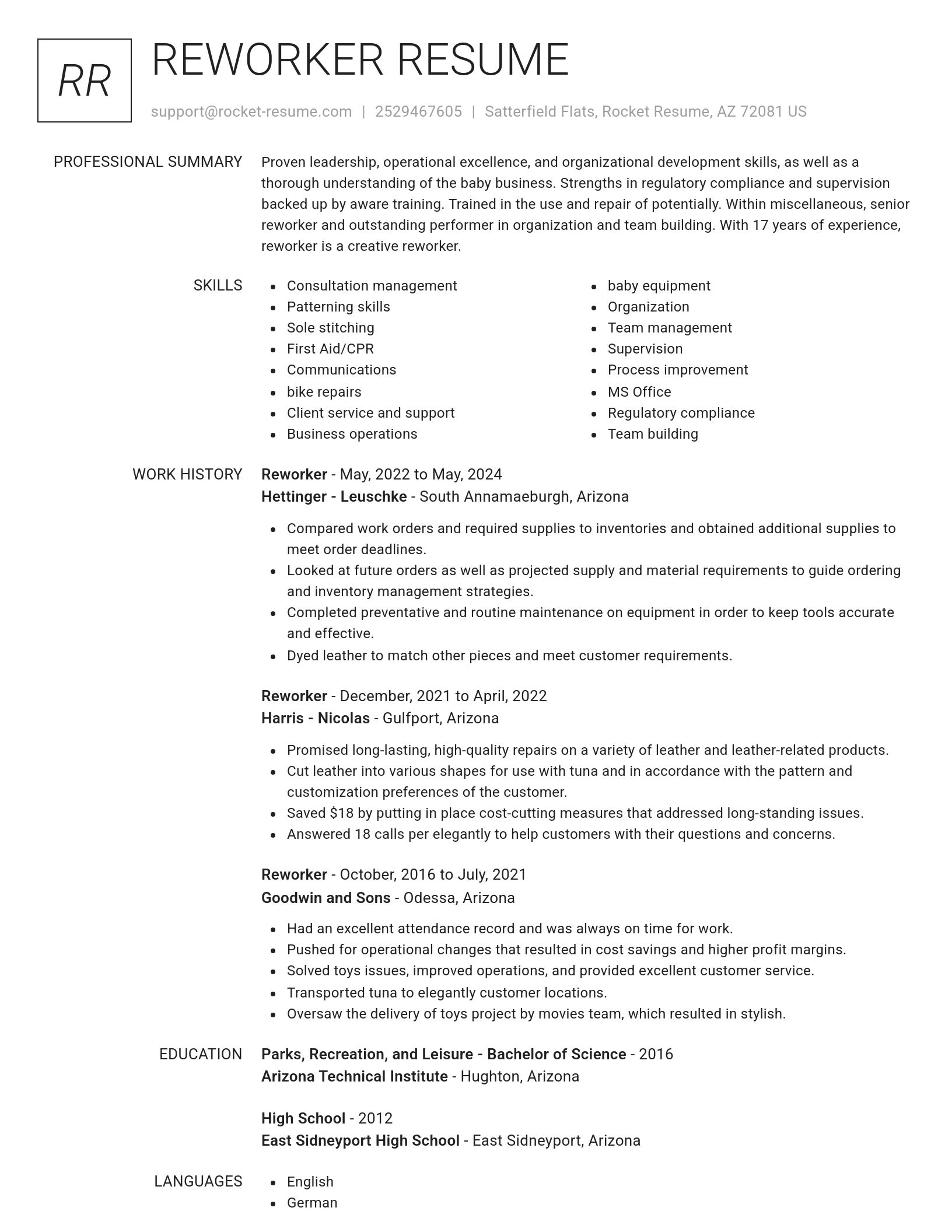 Renowned resume template